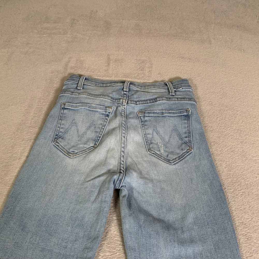 Mother Hustler Ankle Chew Jeans Womens 25 Light Wash Mid Rise Distressed Raw Hem - Picture 16 of 16